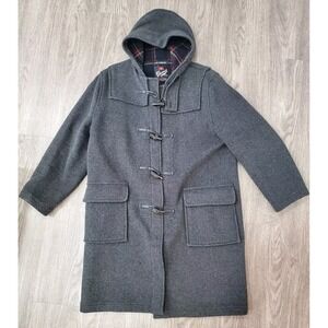GLOVERALL England Original Duffle Coat Womens 16 Gray Jacket EUR 40 Hooded